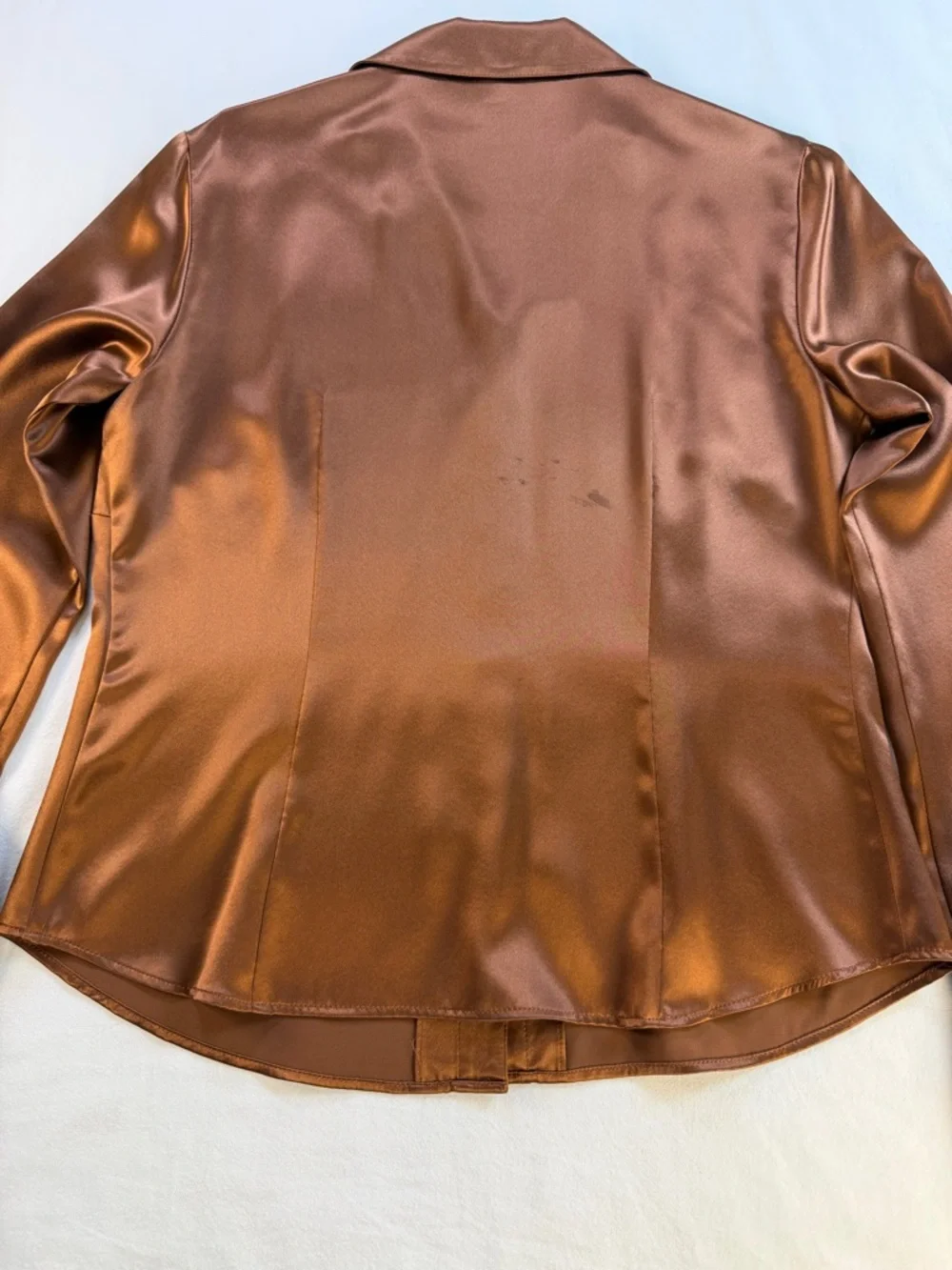 Lafayette 148 New York Chocolate Brown Silk Button-Down Blouse Size 6 - Picture 9 of 11